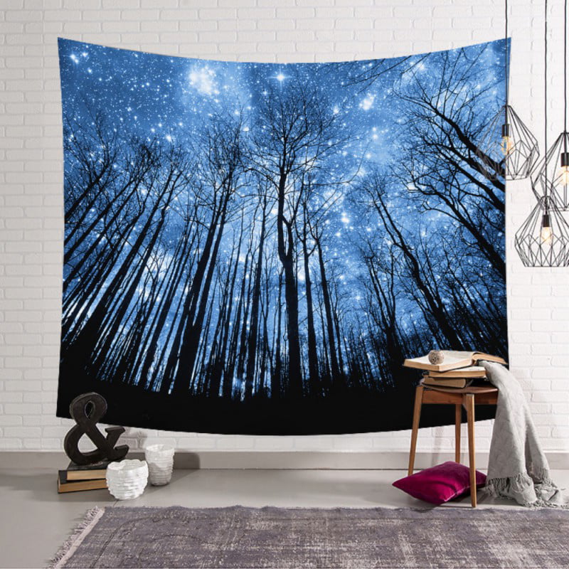 Forest Starry Tapestry Hippie Milky Way Wall Hanging Bedroom Dorm Decor Yoga Mat 