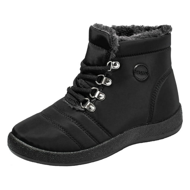 Kyusrd Bottes de Neige pour Femmes Bottes Courtes Grande Taille Isolation Extérieure Bottes de Neige pour Femmes Bout Rond Chaussures Décontractées à Fermeture Éclair