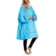 thumbnail image 3 of Sudadera con capucha Sherpa, manta tipo jersey de felpa con capucha, sudadera con capucha de gran tamaño, sudadera con capucha de moda para mujer, sudadera con capucha azul, 3 of 5