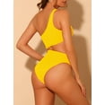 thumbnail image 3 of DARING DIVA One Shoulder Asymmetric Cutout Swimsuit Bathing Suit XS Yellow, 3 of 6