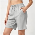 thumbnail image 5 of Cagogo Women Loose Drawstring Shorts Casual Solid Beach Bermuda Pants Summer Active Lounge Yoga Swimwear Travel Trousers, Gray 2XL, 5 of 7
