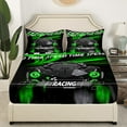 thumbnail image 3 of Erosebridal Racing Car Sheet Set Twin,Geometric Plaid Bedding Sets Twin Size,Black Green Twin Sheet Sets,Super Cozy Sport Bedroom Decorative,3pcs, 3 of 7