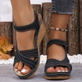 thumbnail image 3 of Pandaie Wedge Sandals for Women Strappy Open Toe Platform Slip on Walking Shoes Arch Support Ankle Strap Summer Beach Casual Sandal Black Size 7, 3 of 9