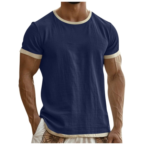 Zshosam Mens Shirts Casual Men's T Shirt Pocket Heavyweight Pocket Tee for Men Full-Cut T-Shirt Size M,(Dark Blue M)