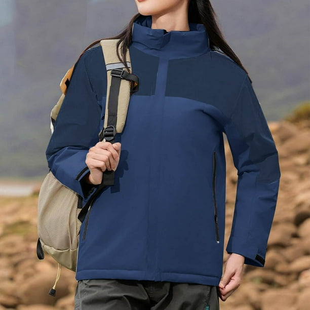 Chaquetas y abrigos casuales con capucha y manga larga para mujer, color, con bolsillo y cremallera, chaqueta cortavientos de poliéster para mujer