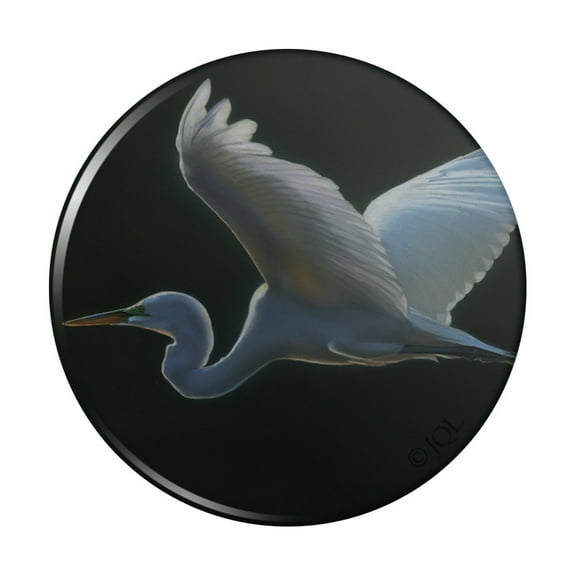 Great White Egret Heron in Flight Kitchen Refrigerator Locker Button Magnet