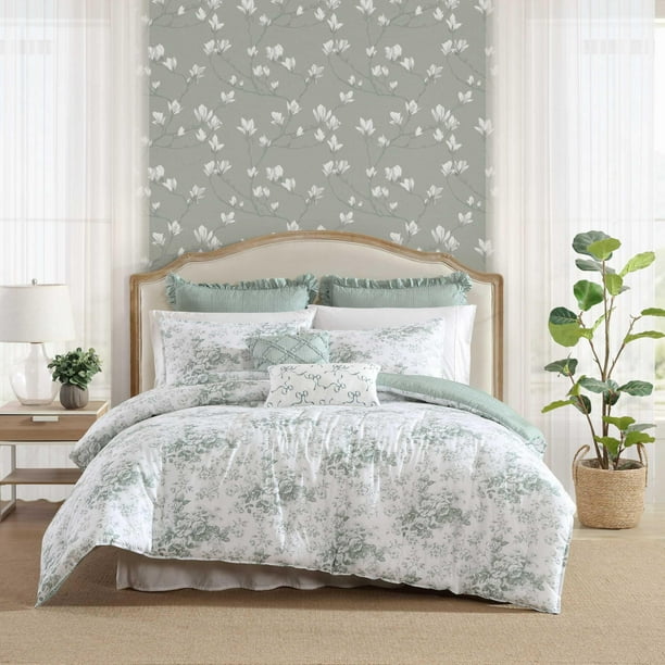 Set de Edredón de Algodón Laura Ashley Full/Queen con Almohada Floral