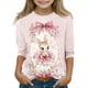 thumbnail image 2 of Blusas y camisas de manga larga con cuello redondo para niños con estampado de día de Pascua, manga 3/4/cuello redondo tres cuartos, camisa inferior y superior para niños, parte superior de poliéster, 2 of 5