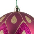 thumbnail image 2 of Vickerman 4.75" Berry Red Matte Ball with Glitter Diamond Pattern. Add variety and sparkle to your holiday arrangement with this matte ornament that features a glitter pattern. Includes 4 pieces per b, 2 of 5