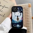 thumbnail image 3 of Funda de teléfono de Anime c-coraline, carcasa de cuero con textura de silicona suave negra para IPhone 15, 14, 11, 13, 12 Pro Max, Mini, X, Xr, 8 Plus, SE2020, 3 of 5