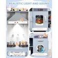 thumbnail image 3 of Pirecart Toddler Corner Play Kitchen, Kids Kitchen Playset with Stove & Real Sound Range Hood, Blackboard, 6Pcs Cooking Accessories,Gift for Age 3+, Blue, 3 of 9