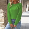 thumbnail image 3 of Women's Long Sleeve Crew Neck Crochet Pullover Sweater, 3 of 20