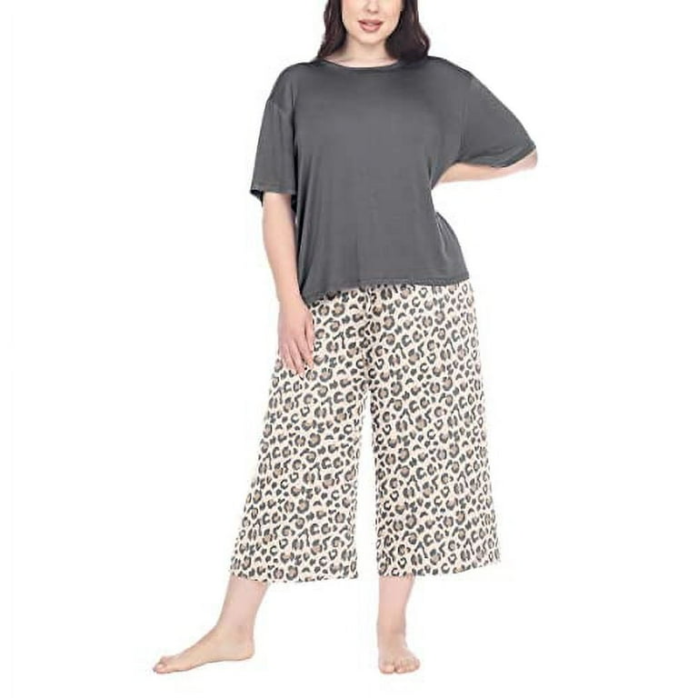 Honeydew Women s 3 Piece Super Soft Jersey Pajama Set Small Crescent Leopard