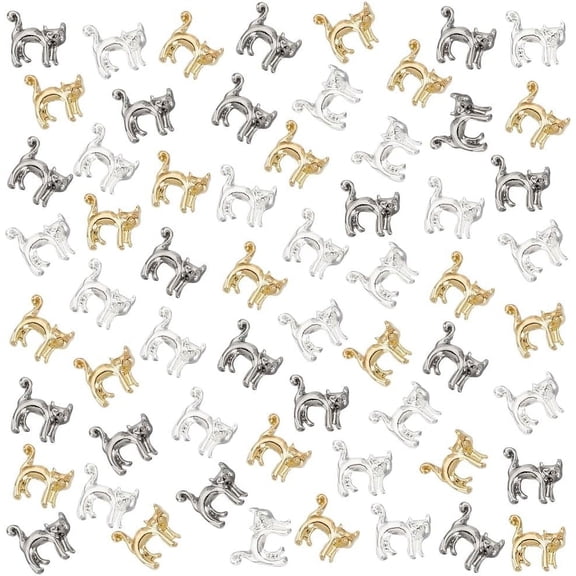 Resin Fillers 90Pcs 3D Cat Themed Charms Beads Alloy Epoxy Supplies for Nail Art Craft Jewelry Making Colorful