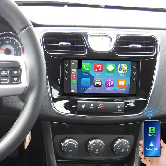 Gsuatey Car Radio for Chrysler 200 2011-2013 with Wireless Carplay Android Auto, 7 Inch IPS Touchscreen 4 64G Car Stereo with WiFi/DSP/Bluetooth/USB/SWC/FM,GPS Navigation   Backup Camera