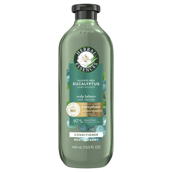 Revitalisant sans sulfate à l’eucalyptus Herbal Essences, cuir chevelu équilibré, avec huile de camélia et aloès certifiés, pour tous les types de cheveux, particulièrement le cuir chevelu sec Mocha