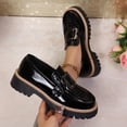 thumbnail image 5 of Aobny Thick Woman Shoes Business Casual Shoes Office Shoes Dress Shoes Loafers Shoe Black Low Heel Round Toe Slip-On Waterproof Womens Summer Shoes,Size 40, 5 of 9