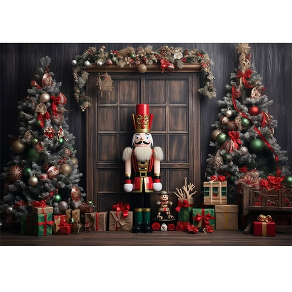 Bonvvie Christmas Photography Background Xmas Tree Snowflake Deer Santa Claus Gift Family Party ration Photo Studio Backdrop