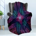 thumbnail image 4 of Fractal Soft Flannel Fleece Throw Blanket, Psychedelic Colorful Symmetrical Stained Glass Vibrant Design, Cozy Plush for Indoor and Outdoor Use, 50" x 60", Plum Indigo, by Ambesonne, 4 of 5