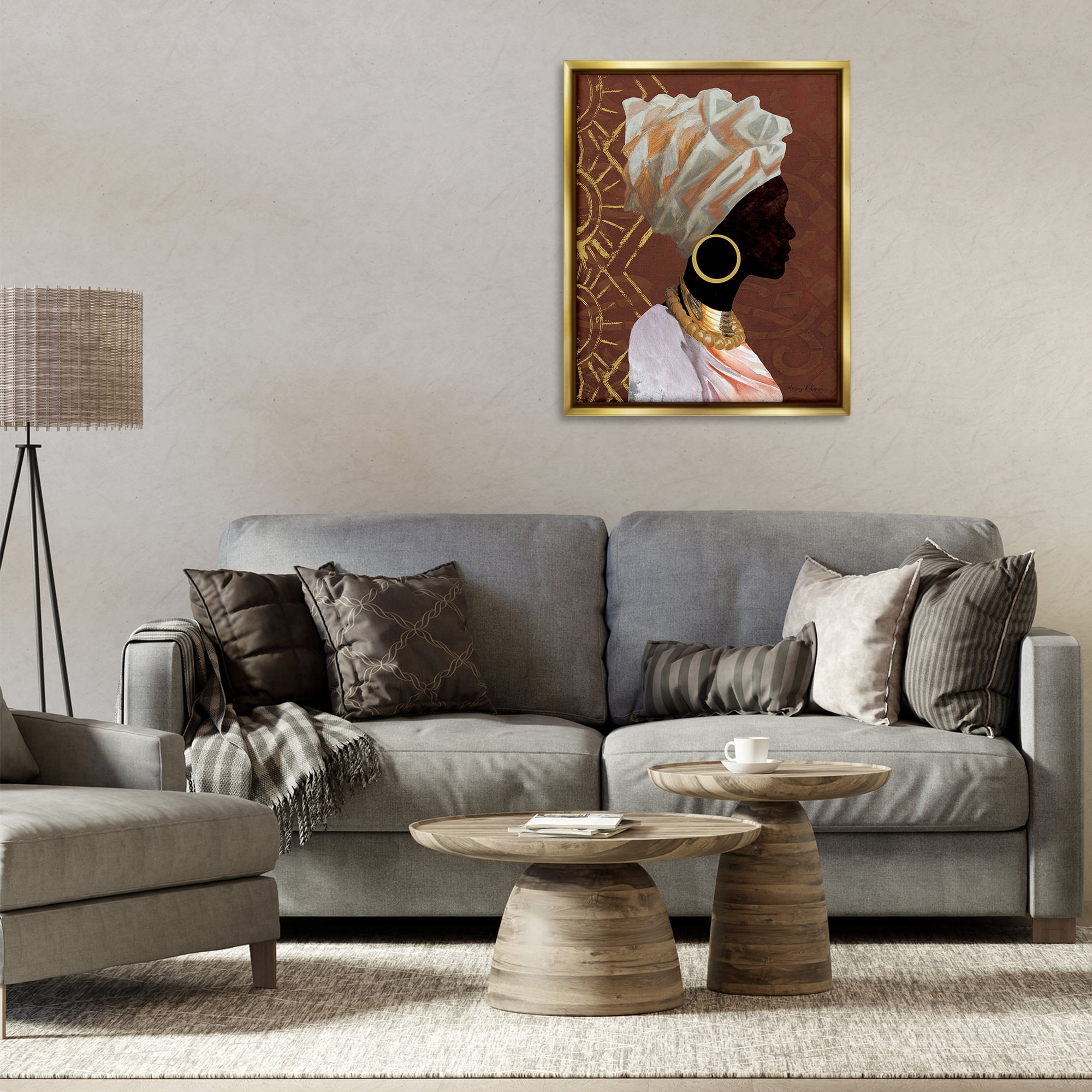 Stupell Industries Traditional Portrait of Woman Novelty Painting Gold Floater Framed Art Print Wall Art, 25 x 31