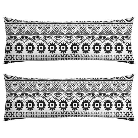 Rustic Floral Body Pillow Cover 20x54 - Bohemian Long Pillow Case with Zipper - Geometric & Ethnic Patterns - Breathable Maternity Pillowcase