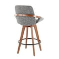 thumbnail image 2 of Cosmo Mid-Century Counter Stool In Walnut And Grey Noise Fabric, 2 of 7