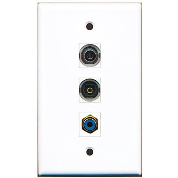 RiteAV - 1 Port RCA Blue and 1 Port Toslink and 1 Port 3.5mm Wall Plate