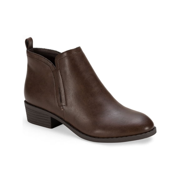 SUN STONE Womens Brown Heel Pull-Tab Cushioned Slip Resistant Goring Cadee Round Toe Block Heel Zip-Up Booties 5.5 M