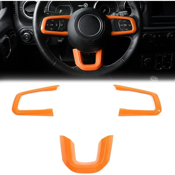 TRAHOO-JL JT Steering Wheel Covers Panel Decoration Interior Accessories for 2018-2021 Jeep Wrangler JL, for 2020-2021 Jeep Gladiator JT-Orange\u2026