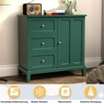thumbnail image 6 of HLR Accent Cabinet with 3 Drawers and Door, Wooden Storage Cabinet with Shelves, Sideboard for Living Room, Entryway, Green, 6 of 7