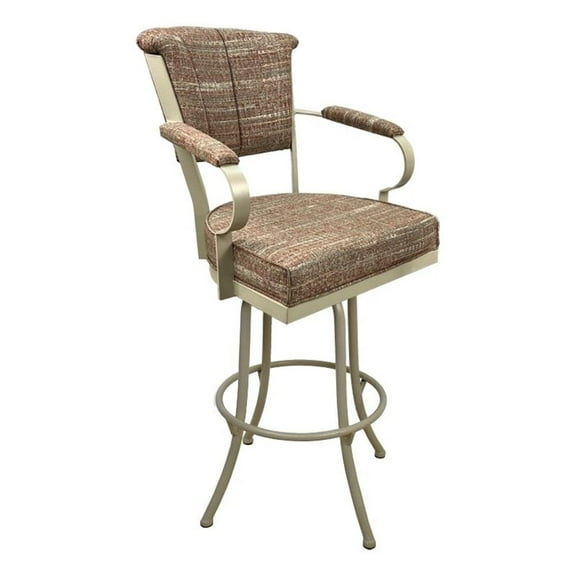 Tobias Designs Extra Tall 34"H Fabric & Metal Bar Stools in Watusi Madder/Beige