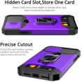 thumbnail image 5 of iPhone XR Case with Sliding Camera Cover and Card Holder,Heavy Duty Protective iPhone XR Case with Ring Magnetic Kickstand Phone Case for iPhone XR 6.1''(Purple), 5 of 14