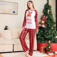 thumbnail image 3 of Nuevo conjunto familiar de Navidad con borde cruzado, pijama para estar en casa con estampado de letras de cervatillo en rojo a cuadros, 3 of 5