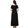 thumbnail image 3 of AskLazy Women's Summer Mix Casual Short Sleeve Crew Neck Loose Tiered Long Dress With Pockets,US Size,Black,L, 3 of 7