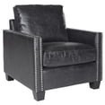 thumbnail image 3 of SAFAVIEH Horace Leather Club Chair Silver Nail Head Antique Black, 3 of 7