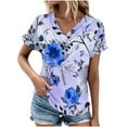 thumbnail image 2 of Summer Shirts on Women Blouses and Tops Fashion V-Neck Fashion Casual Short-Sleeved Spring And Summer Top, 2 of 4