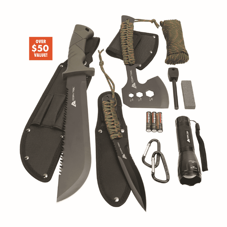 Ozark Trail Camping Tool Set, 12 Piece, Includes Flashlight