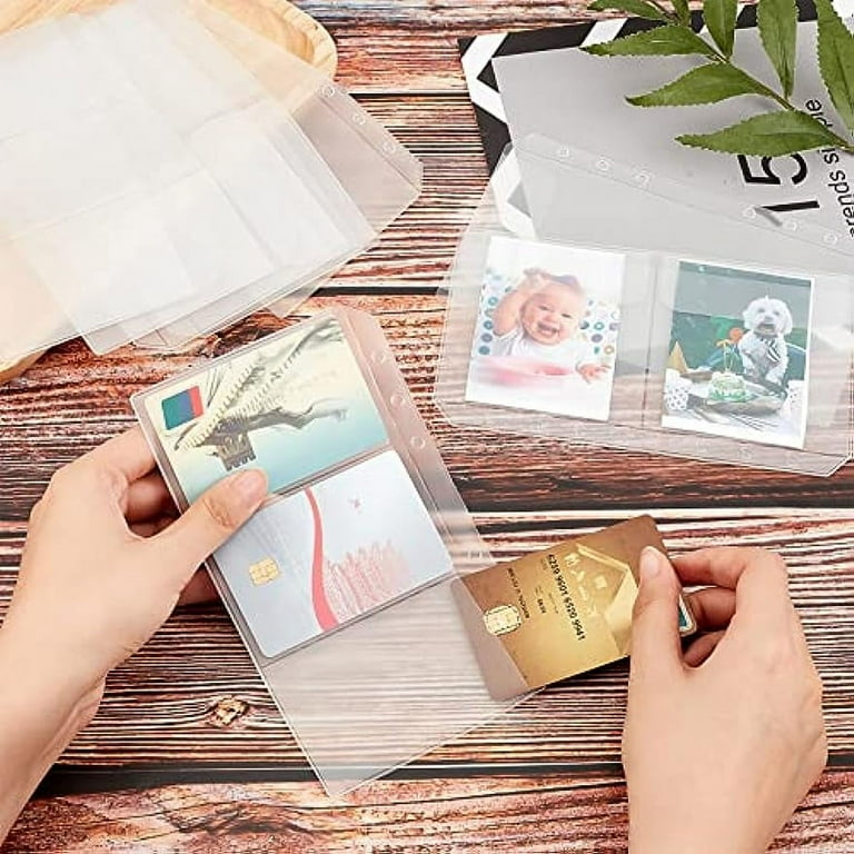 16 Pcs A6 6-Holes Binder Pockets Plastic Name Card Sleeves Pages Binder  Loose Leaf Bags Business Card Sleeves Pages Bill Pouch for Personal  Organiser ...
