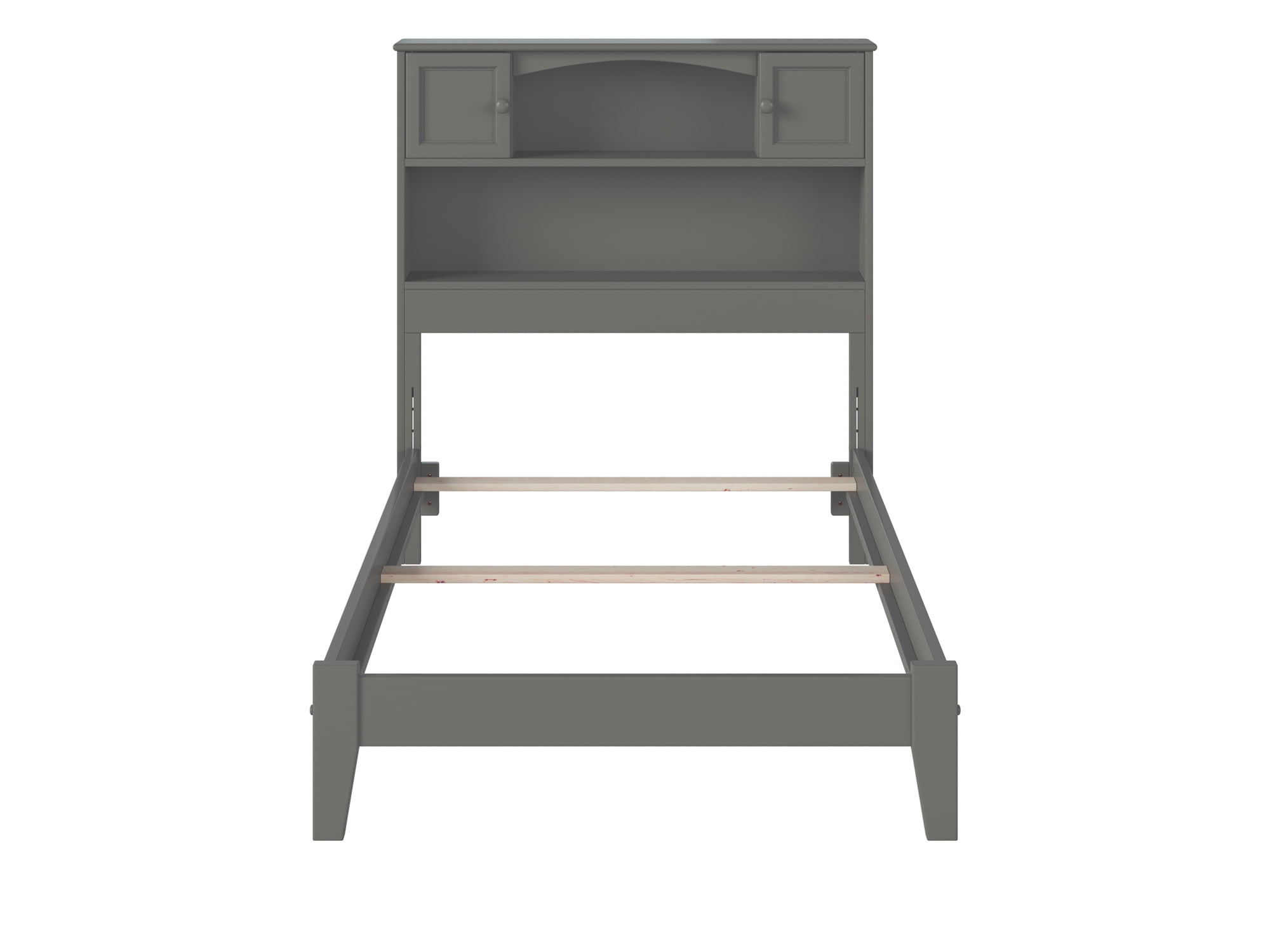 AFI Newport Twin Solid Wood Foundation Bed with Storage Headboard, Grey