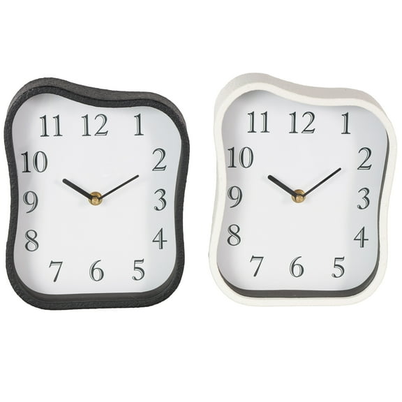 DecMode 9" Multi Colored Metal Textured Clock with Gold Accents, Set of 2