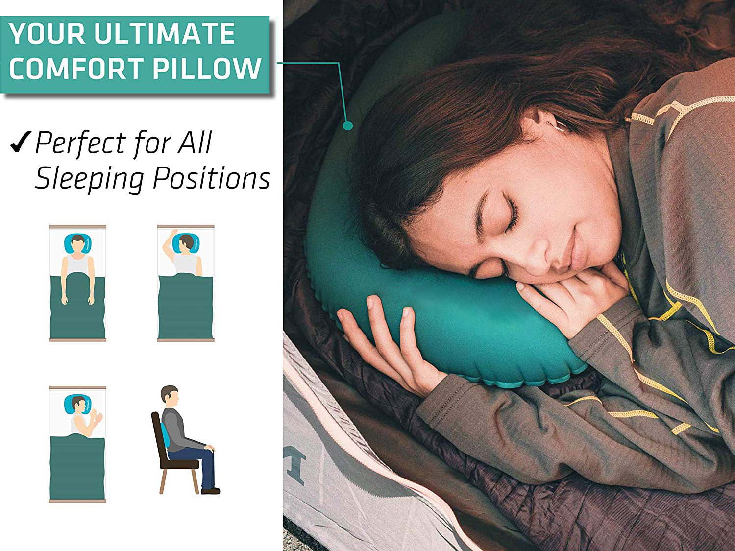 Ultralight Portable Air Inflatable Pillow CampingTravel Soft Pillow Nackenkissen 