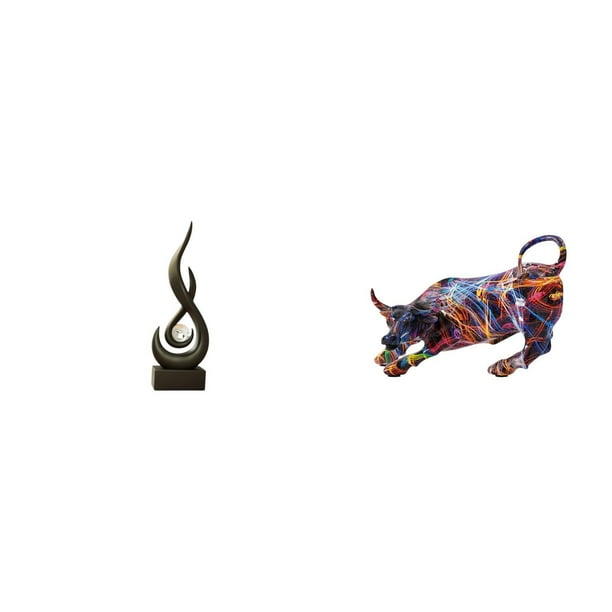 Escultura abstracta de fuego,Estatua de arte abstracto,adorno para decoración del hogar,Estatua de toro de resina,Estatua de toro de resina pintada,escultura para el hogar,Figuras decorativas