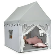 Costway Kids Play Tent Large Playhouse Children Play Castle Fairy Tent Gift w/ Mat Gray
