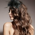 thumbnail image 3 of Aesthetic Mesh Feathered Headband for Women and Girl 1920s Hairband Evening Party Fascinator Hairhoop for Hair Styling, 3 of 12