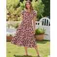 thumbnail image 2 of Vestido midi Zeagoo con estampado floral rojo, casual, holgado, de playa, 2 of 7
