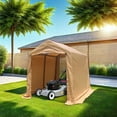 thumbnail image 6 of 7x8 ft Outdoor Portable Gazebo Storage Shelter Shed with 2 Roll up Zipper Doors & Vents Carport for Motorcycle Waterproof and UV Resistant Anti-Snow Portable Garage Kit Tent, 6 of 9