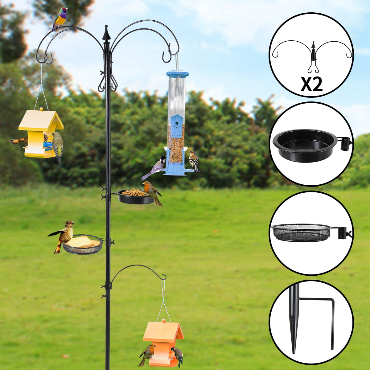Jaxpety 84.6" 5Hook Bird Feeding Station, MultiFeeder