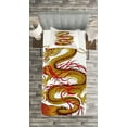 thumbnail image 3 of Ambesonne Dragon Quilted Bedspread Set 2 Pcs, Fiery Character, Twin Size, Mustard Vermilion Brown, 3 of 3