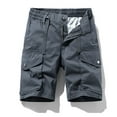 thumbnail image 3 of Elainilye Fashion Mens Cargo Shorts Summer Plain Print Casual Shorts Multi-Pocket Cargo Shorts Hiking Shorts,Gray, 3 of 5