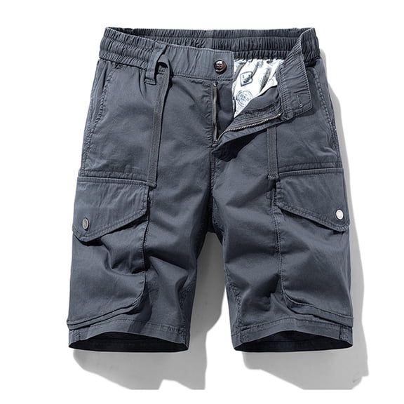 Men's Shorts Summer Fashion Solid Color Casual Shorts Multi-Pocket Cargo Shorts Casual Shorts for Men Gray L